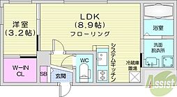 札幌市中央区南四条西22丁目マンション 1LDKの間取図画像