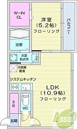 Lienマルヤマ 1LDKの間取図画像