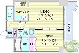ティアラ資生館 1LDKの間取図画像