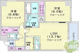 コモドN1 2LDKの間取図画像