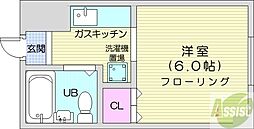 藤井ビル北14条 1Kの間取図画像