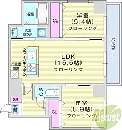 グラン札幌 2LDKの間取図画像