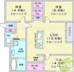RITSGRANDE菊水上町 3LDKの間取図画像