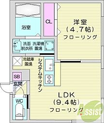 シティレジデンス北円山 1LDKの間取図画像