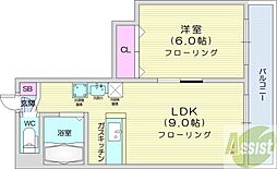 クリスタルファイブ 1LDKの間取図画像