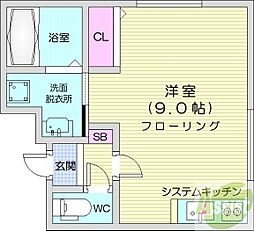 ラフィーネ南平岸4 ワンルームの間取図画像