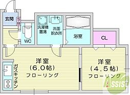 アクア2 1DKの間取図画像