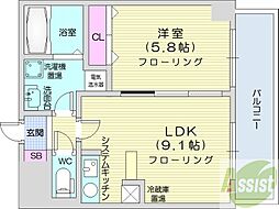 ルラシオン北7条 1LDKの間取図画像