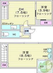 プライムハウス宮の森壱番館 2DKの間取図画像