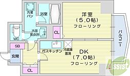 コートロティ大通 1DKの間取図画像