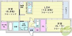 ヴィアラ山の手77 2LDKの間取図画像