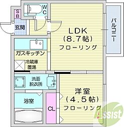 フェリーク 1LDKの間取図画像