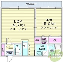 ミューズN24 1LDKの間取図画像