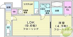 フィオーレ元町 1LDKの間取図画像