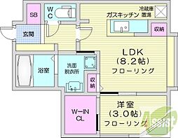 ALPHA RESIDENCE 円山北2条(アルファレジデンス円山北2条) 1LDKの間取図画像