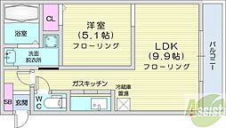 札幌レジデンス近代美術館 1LDKの間取図画像