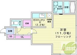 プレステージ札幌 1Kの間取図画像