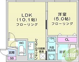 札幌市中央区南十四条西6丁目マンション 1LDKの間取図画像