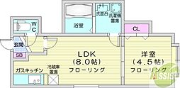 MKコート元町 1LDKの間取図画像