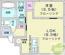 preciousMIYANOSAWA 1LDKの間取図画像