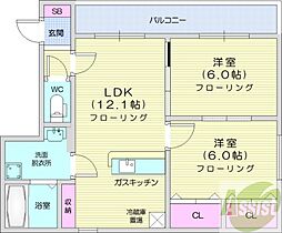 グランメールエスト 2LDKの間取図画像