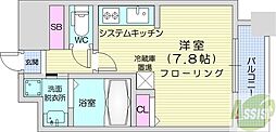 レジデンスセゾン ワンルームの間取図画像