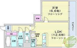 PRIMEURBAN札幌リバーフロント 1LDKの間取図画像