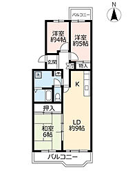 UR都市機構大山田松ノ木団地101棟 3LDKの間取図画像