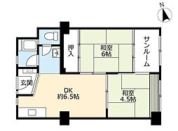 UR都市機構津島団地6号棟 2DKの間取図画像