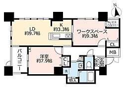 アクアタウン納屋橋住宅棟 2LDKの間取図画像