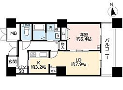 アクアタウン納屋橋住宅棟 1LDKの間取図画像