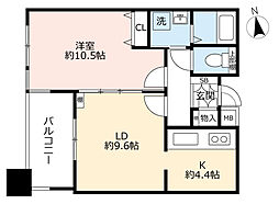 アクアタウン納屋橋住宅棟 1LDKの間取図画像