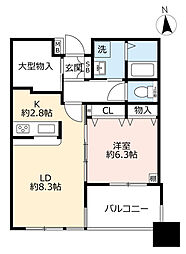 アクアタウン納屋橋住宅棟 1LDKの間取図画像