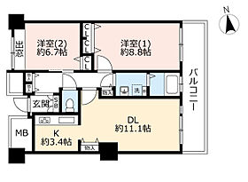 URアクアタウン納屋橋  ｜ 愛知県名古屋市中村区名駅5丁目（賃貸マンション2LDK・23階・70.30㎡） その2