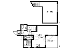 アルカス今出川 1LDKの間取図画像