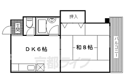 サンロイヤル高野 3階1DKの間取り