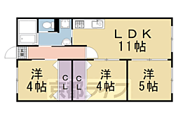 京福電気鉄道北野線 北野白梅町駅 徒歩12分の賃貸マンション 1階3LDKの間取り