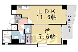 デ・リード河原町 1LDKの間取図画像