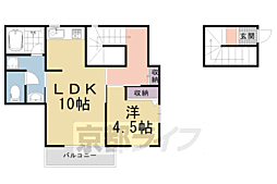 鷹峯ハイツ 1LDKの間取図画像