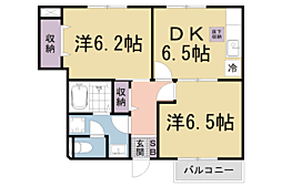 アウローラB 2DKの間取図画像