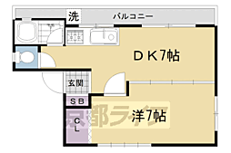 奥村マンション 1DKの間取図画像
