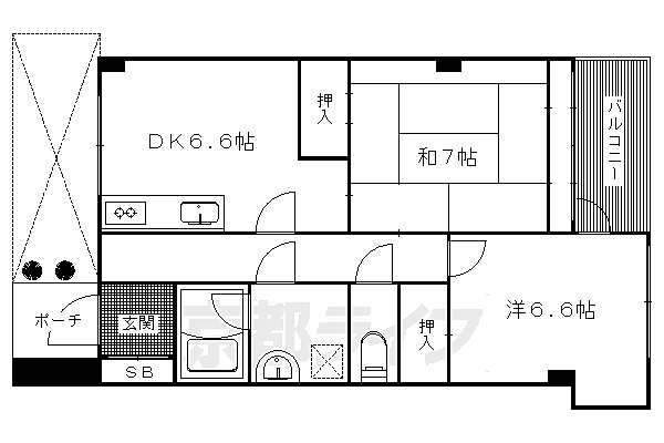 レジデンス岡崎 402｜京都府京都市左京区岡崎東天王町(賃貸マンション2LDK・4階・41.79㎡)の写真 その2