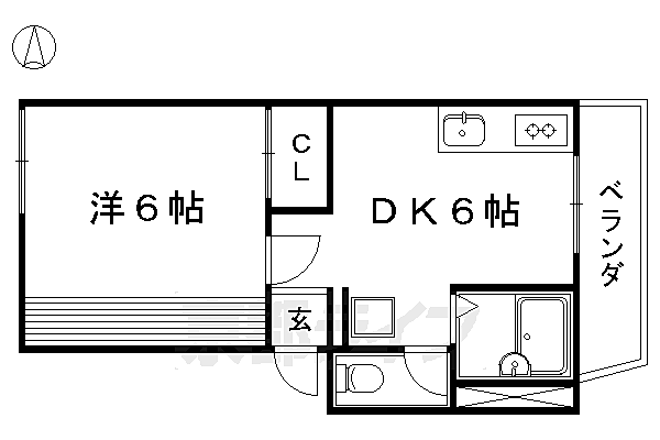 エステートシバタ 102｜京都府京都市北区大宮玄琢北町(賃貸アパート1DK・1階・28.00㎡)の写真 その2