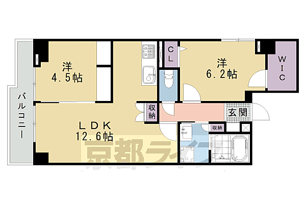 京都府京都市下京区西七条比輪田町(賃貸マンション2LDK・8階・55.98㎡)の写真 その2