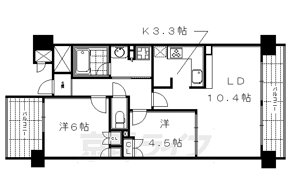 京都府京都市下京区貞安前之町(賃貸マンション2LDK・7階・55.64㎡)の写真 その2