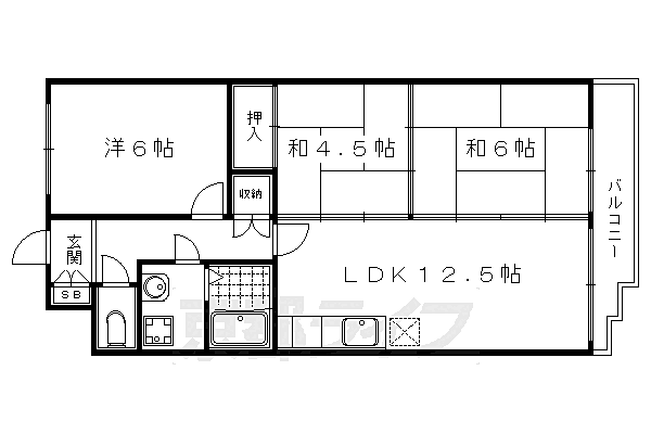 Ｕ　ｒｅｓｉｄｅｎｃｅ修学院 406-A｜京都府京都市左京区修学院沖殿町(賃貸マンション3LDK・4階・63.30㎡)の写真 その2