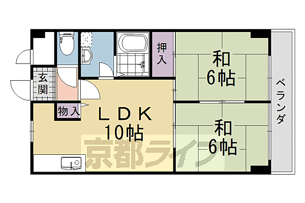 京都府長岡京市開田(賃貸マンション2LDK・4階・52.56㎡)の写真 その2