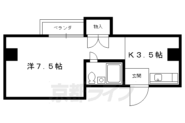 ハウス50 5-D｜京都府京都市北区衣笠東御所ノ内町(賃貸マンション1K・5階・20.00㎡)の写真 その2