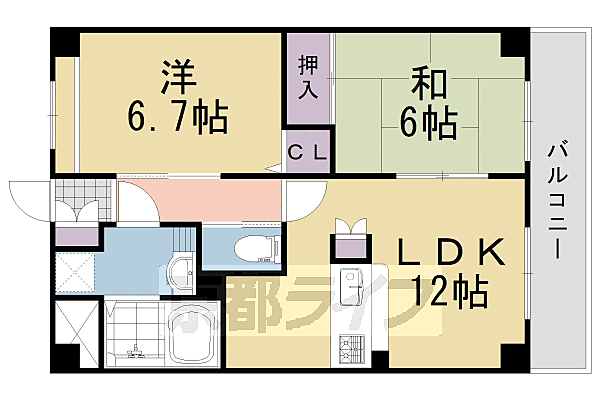 京都府京都市南区久世大薮町(賃貸マンション2LDK・1階・53.84㎡)の写真 その2