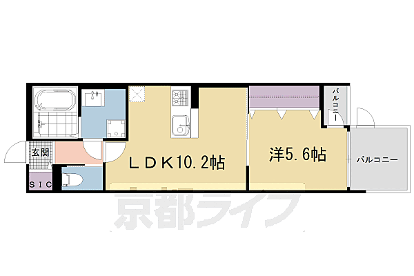 仮）新丸太町ハイツ 203｜京都府京都市左京区新丸太町(賃貸アパート1LDK・2階・40.24㎡)の写真 その2